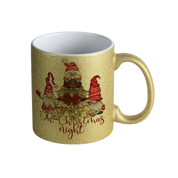 Oh Christmas Night, Κούπα Χρυσή Glitter που γυαλίζει, κεραμική, 330ml