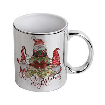 Oh Christmas Night, Mug ceramic, silver mirror, 330ml