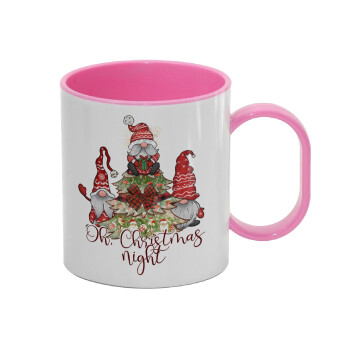 Oh Christmas Night, Κούπα (πλαστική) (BPA-FREE) Polymer Ροζ για παιδιά, 330ml