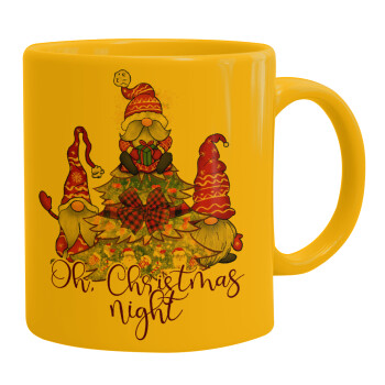 Oh Christmas Night, Ceramic coffee mug yellow, 330ml (1pcs)