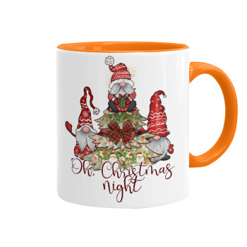 Oh Christmas Night, Κούπα χρωματιστή πορτοκαλί, κεραμική, 330ml