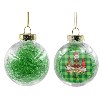 Oh Christmas Night, Χριστουγεννιάτικη μπάλα δένδρου διάφανη με πράσινο γέμισμα 8cm
