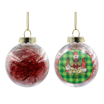 Oh Christmas Night, Χριστουγεννιάτικη μπάλα δένδρου διάφανη με κόκκινο γέμισμα 8cm