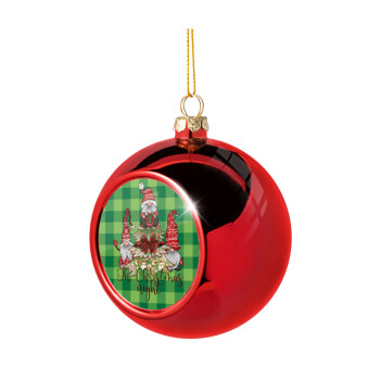 Oh Christmas Night, Χριστουγεννιάτικη μπάλα δένδρου Κόκκινη 8cm