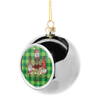 Oh Christmas Night, Χριστουγεννιάτικη μπάλα δένδρου Ασημένια 8cm
