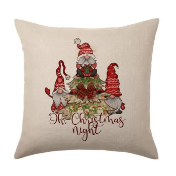Oh Christmas Night, Μαξιλάρι καναπέ ΛΙΝΟ 40x40cm περιέχεται το  γέμισμα