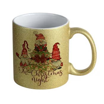 Oh Christmas Night, Κούπα Χρυσή Glitter που γυαλίζει, κεραμική, 330ml