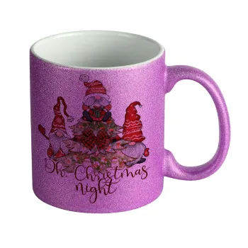 Oh Christmas Night, Κούπα Μωβ Glitter που γυαλίζει, κεραμική, 330ml
