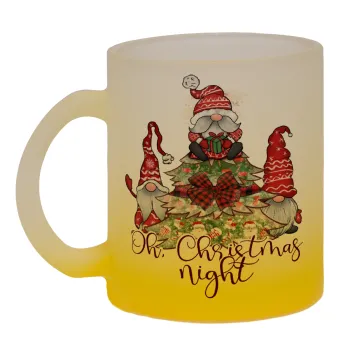 Oh Christmas Night, Κούπα γυάλινη δίχρωμη με βάση το κίτρινο ματ, 330ml