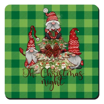 Oh Christmas Night, Τετράγωνο μαγνητάκι ξύλινο 9x9cm