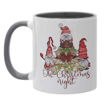 Oh Christmas Night, Κούπα χρωματιστή γκρι, κεραμική, 330ml