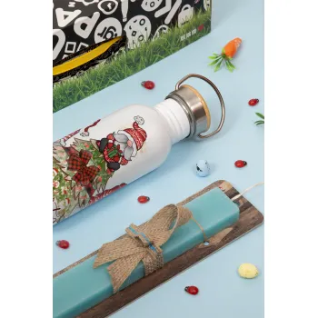 Oh Christmas Night, Πασχαλινή Λαμπάδα με παγούρι μεταλλικό (620ml, stainless steel) & κερί αρωματικό πλακέ (30cm) (ΤΙΡΚΟΥΑΖ)