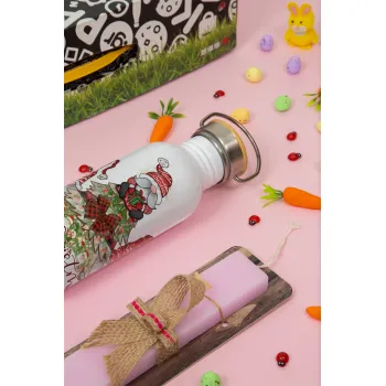 Oh Christmas Night, Πασχαλινή Λαμπάδα με παγούρι μεταλλικό (620ml, stainless steel) & κερί αρωματικό πλακέ (30cm) (ΡΟΖ)