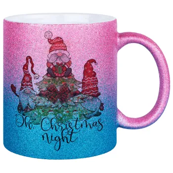 Oh Christmas Night, Κούπα Χρυσή/Μπλε Glitter, κεραμική, 330ml