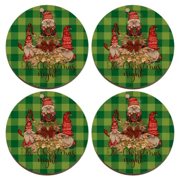 Oh Christmas Night, ΣΕΤ x4 Σουβέρ ξύλινα στρογγυλά plywood (9cm)