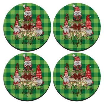 Oh Christmas Night, SET of 4 round wooden coasters (9cm)