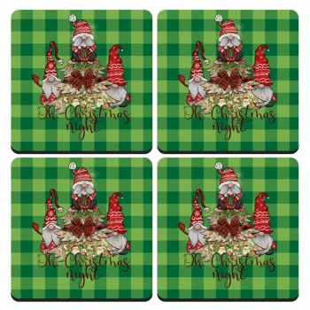 Oh Christmas Night, ΣΕΤ 4 Σουβέρ ξύλινα τετράγωνα (9cm)