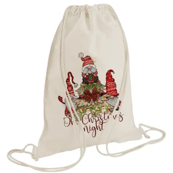 Oh Christmas Night, Τσάντα πλάτης πουγκί GYMBAG natural (28x40cm)