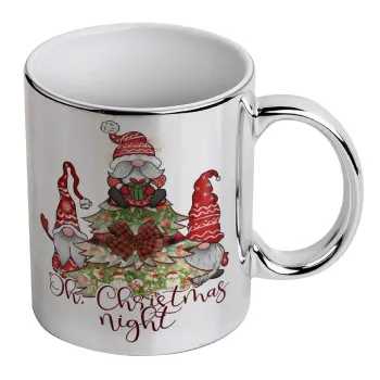 Oh Christmas Night, Mug ceramic, silver mirror, 330ml