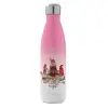 Μεταλλικό παγούρι θερμός Ροζ/Λευκό (Stainless steel), διπλού τοιχώματος, 500ml