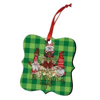 Oh Christmas Night, Christmas ornament polygon wooden 7.5cm