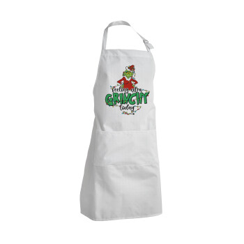 Grinch Feeling Extra Grinchy Today, Adult Chef Apron (with sliders and 2 pockets)