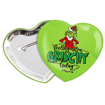 Grinch Feeling Extra Grinchy Today, Κονκάρδα παραμάνα καρδιά (57x52mm)