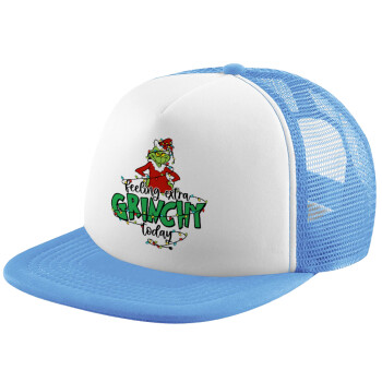 Grinch Feeling Extra Grinchy Today, Καπέλο Soft Trucker με Δίχτυ Γαλάζιο/Λευκό