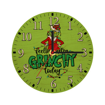 Grinch Feeling Extra Grinchy Today, Ρολόι τοίχου ξύλινο plywood (20cm)