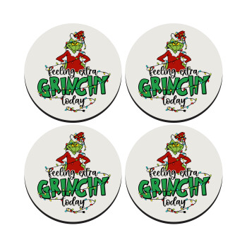 Grinch Feeling Extra Grinchy Today, ΣΕΤ 4 Σουβέρ ξύλινα στρογγυλά (9cm)