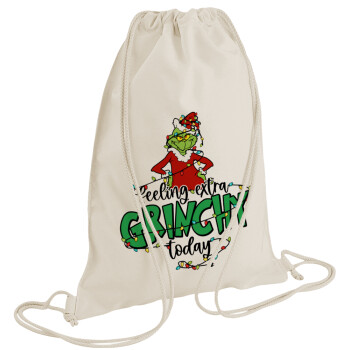 Grinch Feeling Extra Grinchy Today, Τσάντα πλάτης πουγκί GYMBAG natural (28x40cm)
