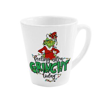 Grinch Feeling Extra Grinchy Today, Κούπα κωνική Latte Λευκή, κεραμική, 300ml