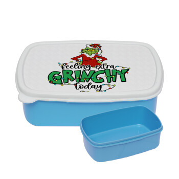 Grinch Feeling Extra Grinchy Today, ΜΠΛΕ παιδικό δοχείο φαγητού (lunchbox) πλαστικό (BPA-FREE) Lunch Βox M18 x Π13 x Υ6cm
