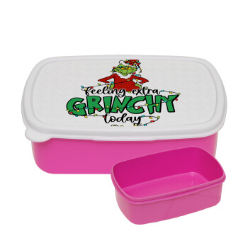 Grinch Feeling Extra Grinchy Today, ΡΟΖ παιδικό δοχείο φαγητού (lunchbox) πλαστικό (BPA-FREE) Lunch Βox M18 x Π13 x Υ6cm