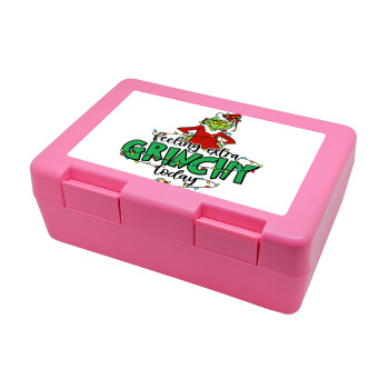 Grinch Feeling Extra Grinchy Today, Children's cookie container PINK 185x128x65mm (BPA free plastic)