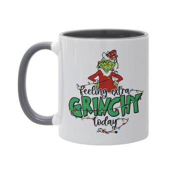 Grinch Feeling Extra Grinchy Today, Κούπα χρωματιστή γκρι, κεραμική, 330ml