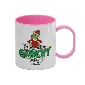 Grinch Feeling Extra Grinchy Today, Κούπα (πλαστική) (BPA-FREE) Polymer Ροζ για παιδιά, 330ml