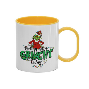 Grinch Feeling Extra Grinchy Today, Κούπα (πλαστική) (BPA-FREE) Polymer Κίτρινη για παιδιά, 330ml