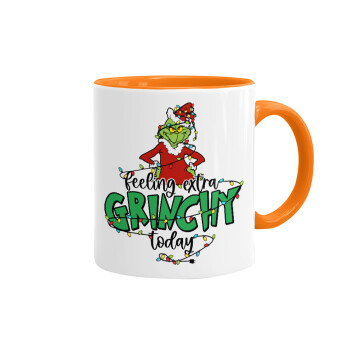 Grinch Feeling Extra Grinchy Today, Mug colored orange, ceramic, 330ml