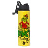 Metallic water bottle with safety lid, 850ml aluminum