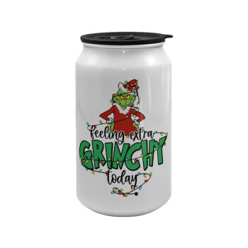 Grinch Feeling Extra Grinchy Today, Κούπα ταξιδιού μεταλλική με καπάκι (tin-can) 500ml