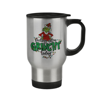 Grinch Feeling Extra Grinchy Today, Stainless steel travel mug with lid, double wall 450ml