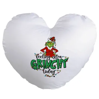 Grinch Feeling Extra Grinchy Today, Μαξιλάρι καναπέ καρδιά 40x40cm περιέχεται το  γέμισμα