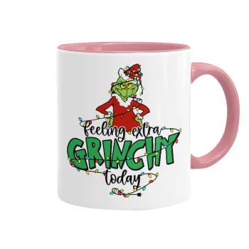 Grinch Feeling Extra Grinchy Today, Κούπα χρωματιστή ροζ, κεραμική, 330ml