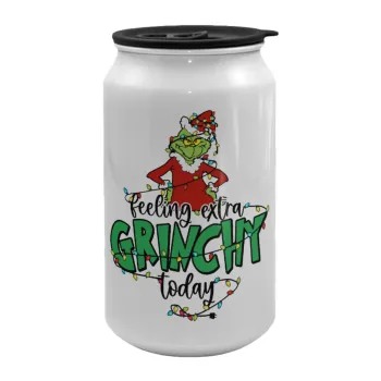 Grinch Feeling Extra Grinchy Today, Κούπα ταξιδιού μεταλλική με καπάκι (tin-can) 500ml