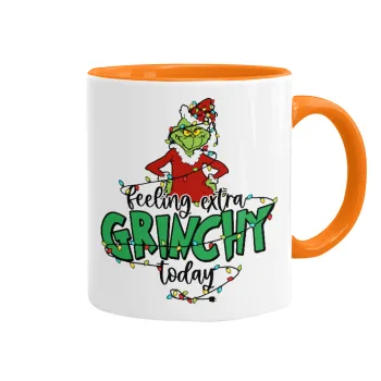 Grinch Feeling Extra Grinchy Today, Mug colored orange, ceramic, 330ml