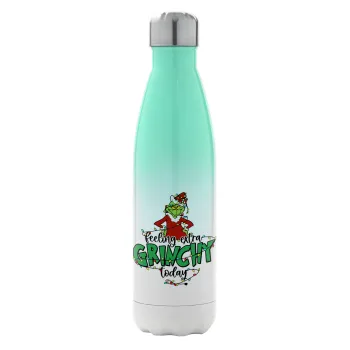 Grinch Feeling Extra Grinchy Today, Metal mug thermos Green/White (Stainless steel), double wall, 500ml
