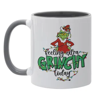 Grinch Feeling Extra Grinchy Today, Κούπα χρωματιστή γκρι, κεραμική, 330ml