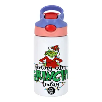 Grinch Feeling Extra Grinchy Today, Παιδικό παγούρι θερμό, ανοξείδωτο, με καλαμάκι ασφαλείας, ροζ/μωβ (350ml)