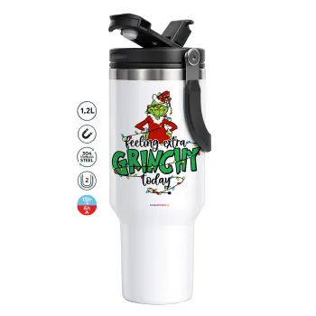 Grinch Feeling Extra Grinchy Today, Mega Tumbler με καπάκι, διπλού τοιχώματος (θερμό) 1,2L